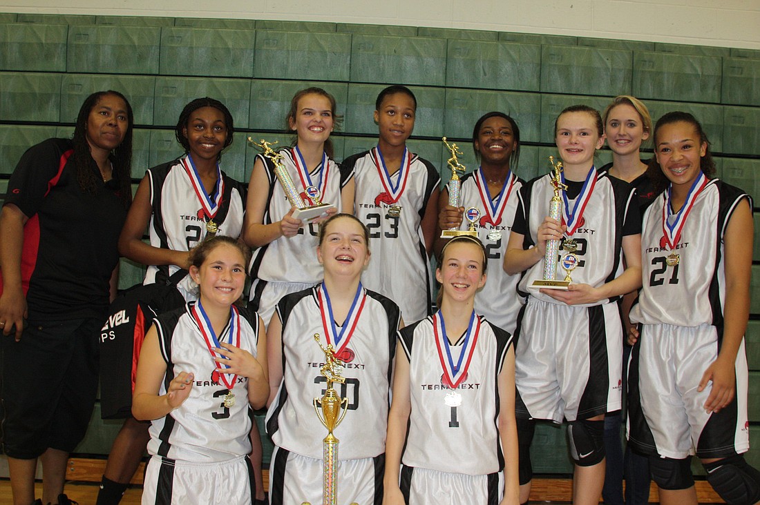 The Next Level Hoops seventh-grade girls team opened its season by capturing the Suncoast Xplosion Shootout March 9 to 11, in Sarasota.