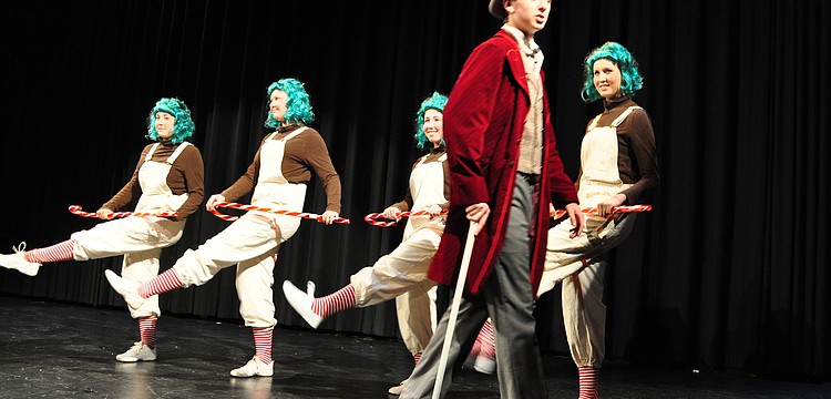 Willy Wonka, played by Joseph Robert "Robbie" Polidoro, tells his oompaloompas about his vision for the future.