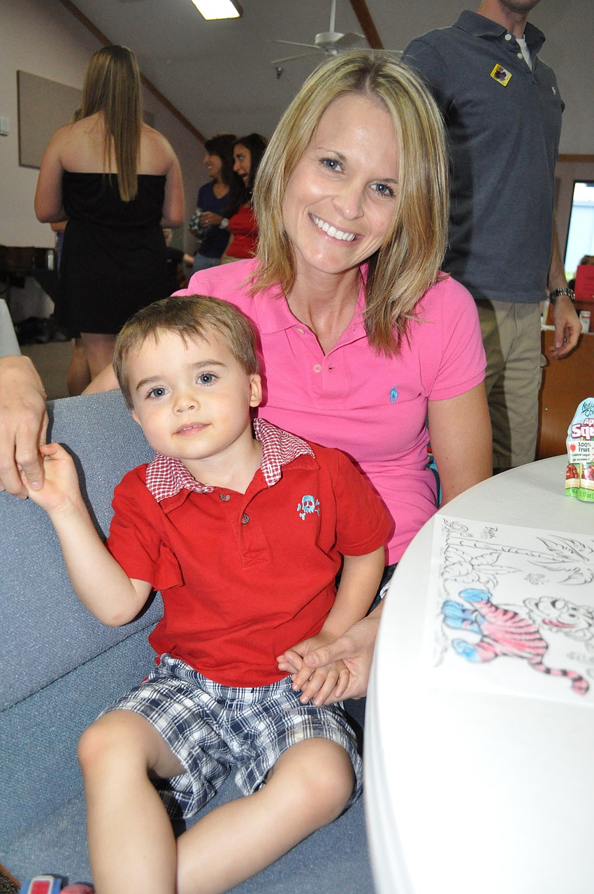 Three-year-old Avery Fulk enjoyed having dinner with his mom Crystal.