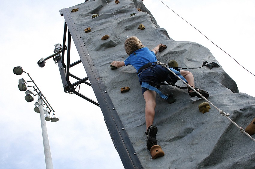 Brody Kauffman, 7, nearly reached the top.