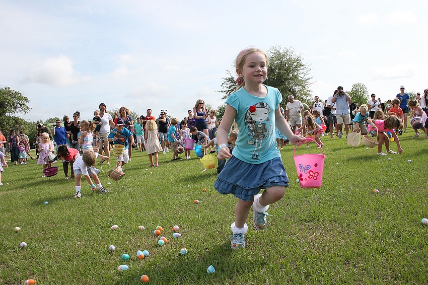It only took the kids a few minutes to snatch up thousands of Easter eggs.