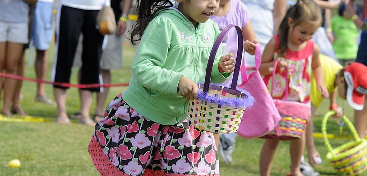 Four-year-old Luciana Aguilar took off running as soon as her age group was allowed to collect its eggs.