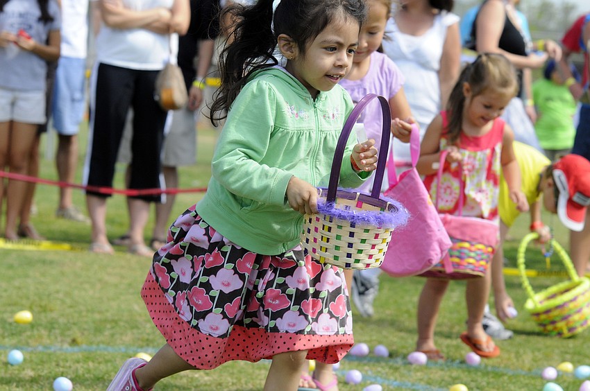 Four-year-old Luciana Aguilar took off running as soon as her age group was allowed to collect its eggs.