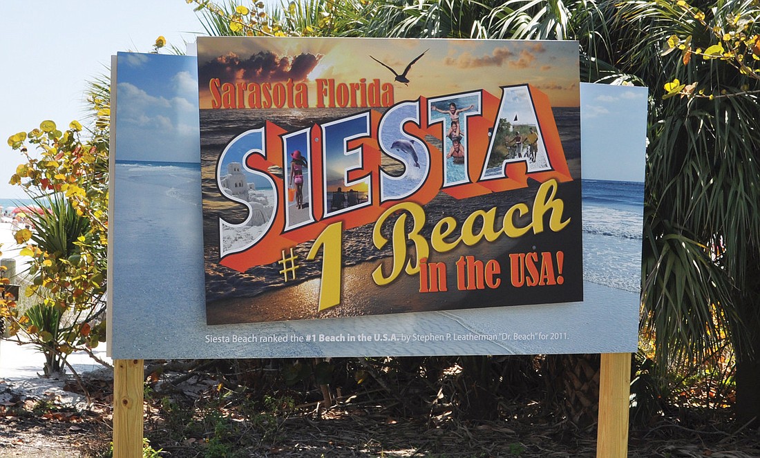 The Siesta Key No. 1 Beach sign was restored Tuesday, April 3, after being stolen.