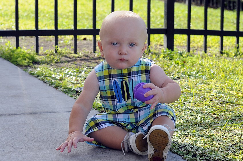 Tyler Carney couldnâ€™t wait to go outside and collect Easter eggs.