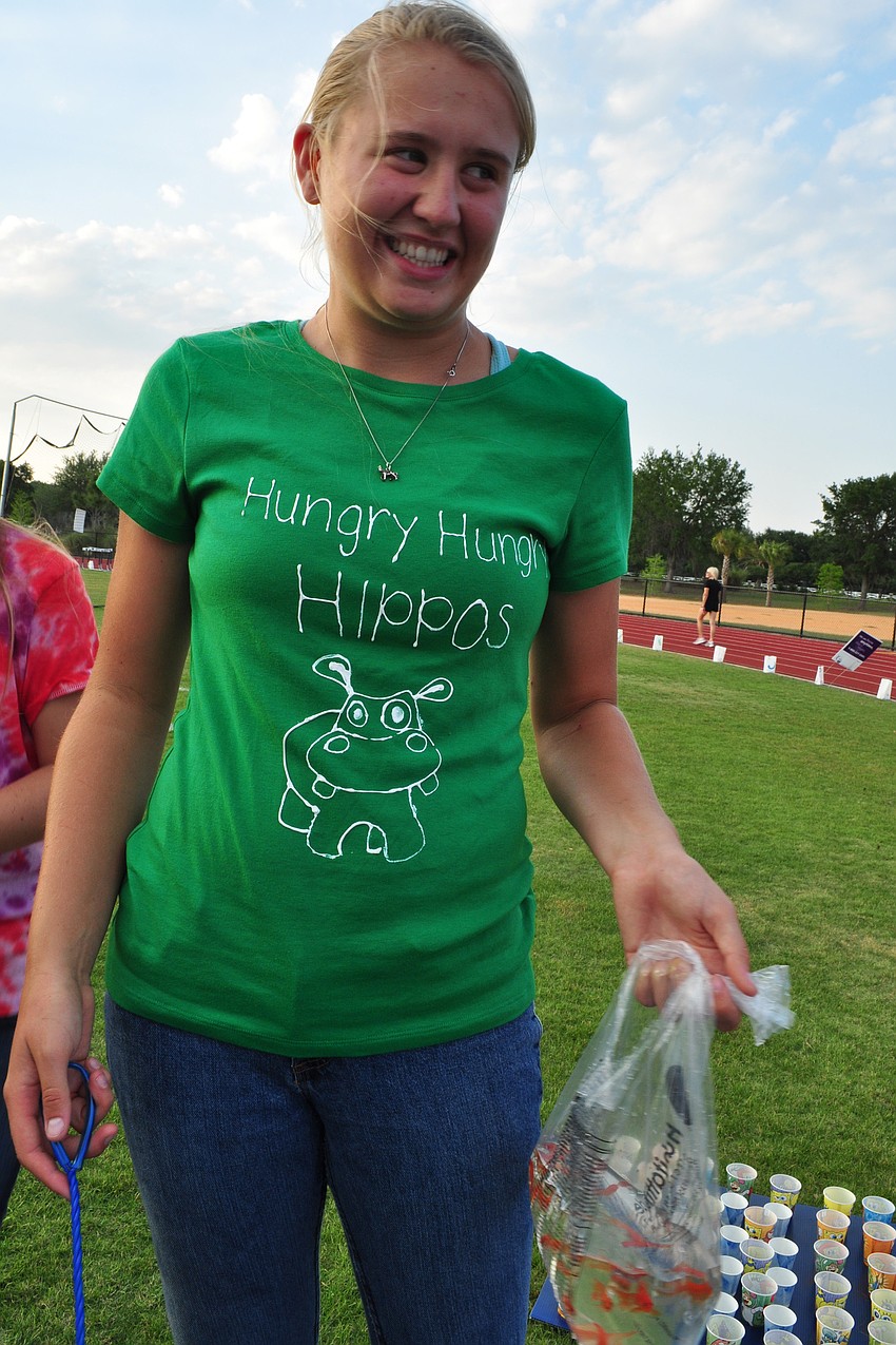 Jade Bond and her teammates used pet gold fish as a prize for their game.