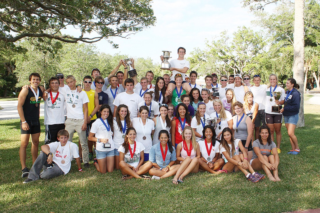 11 Ã¢â‚¬â€ The number of medals the Sarasota Crew collected en route to winning the FSRA State Sculling Championship April 15. Courtesy photo.