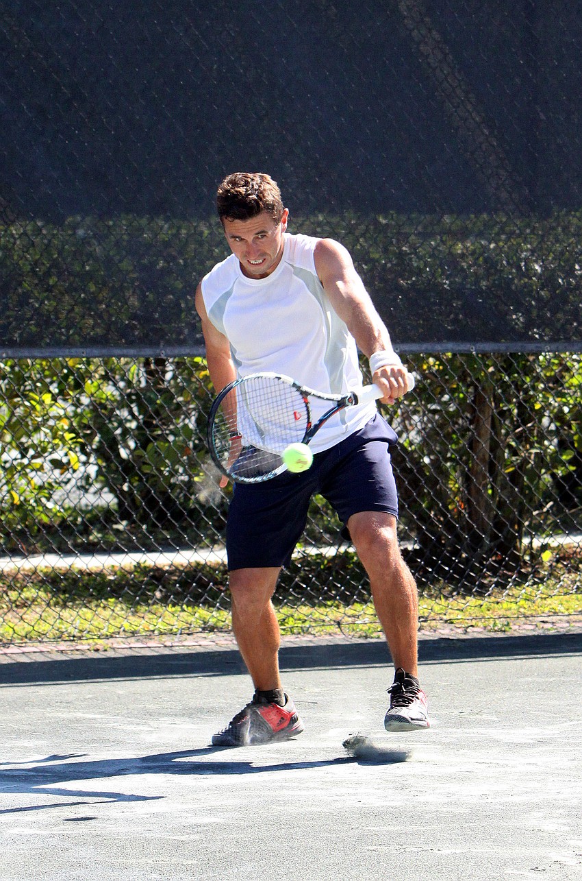Sergiu Pletosu gets ready to hit a backhand.
