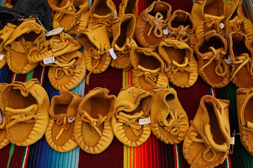 Elk hide shoes for children.