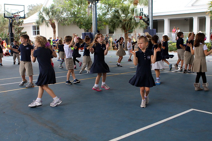 The preschool and kindergarten students do the â€œLollipop Danceâ€ during the Jump Rope for Heart event, Friday, Feb. 10 at Out-of-Door Academy.