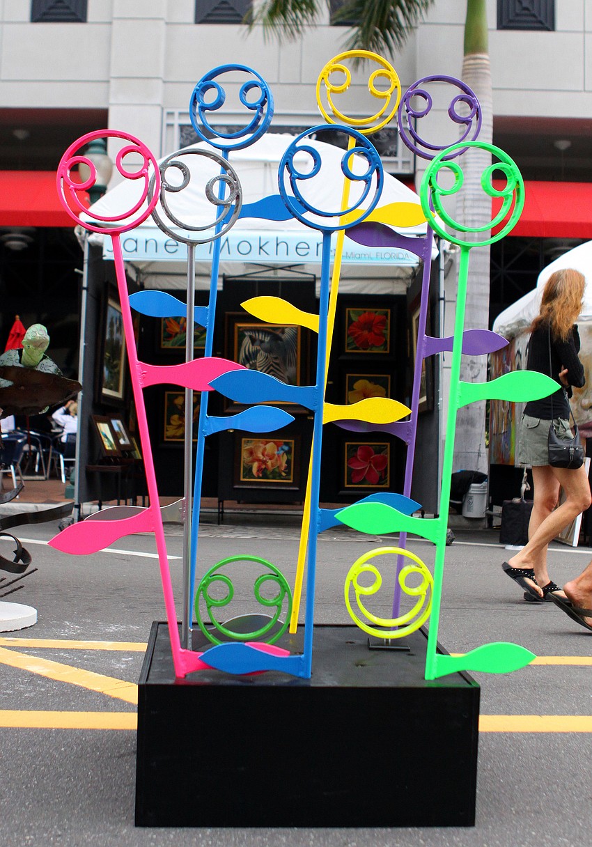 Flower creations by Tube Dude were on display at the 24th Annual Downtown Sarasota Art Festival, Sunday, Feb. 19.