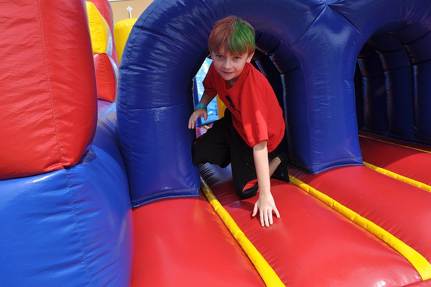 Jake Brown, 10, completed the obstacle course as quickly as possible.
