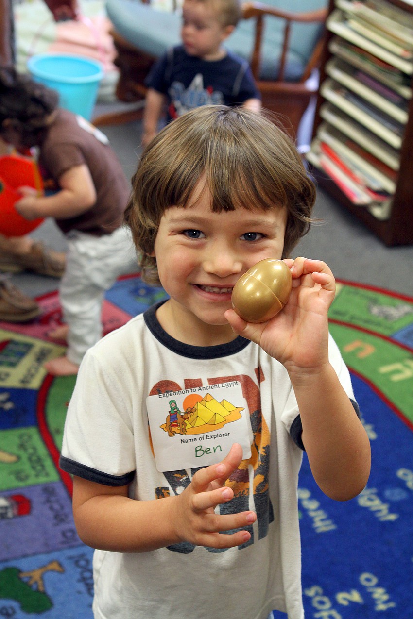 Ben Vaughan, 4, was the lucky finder of the golden egg for his age group.