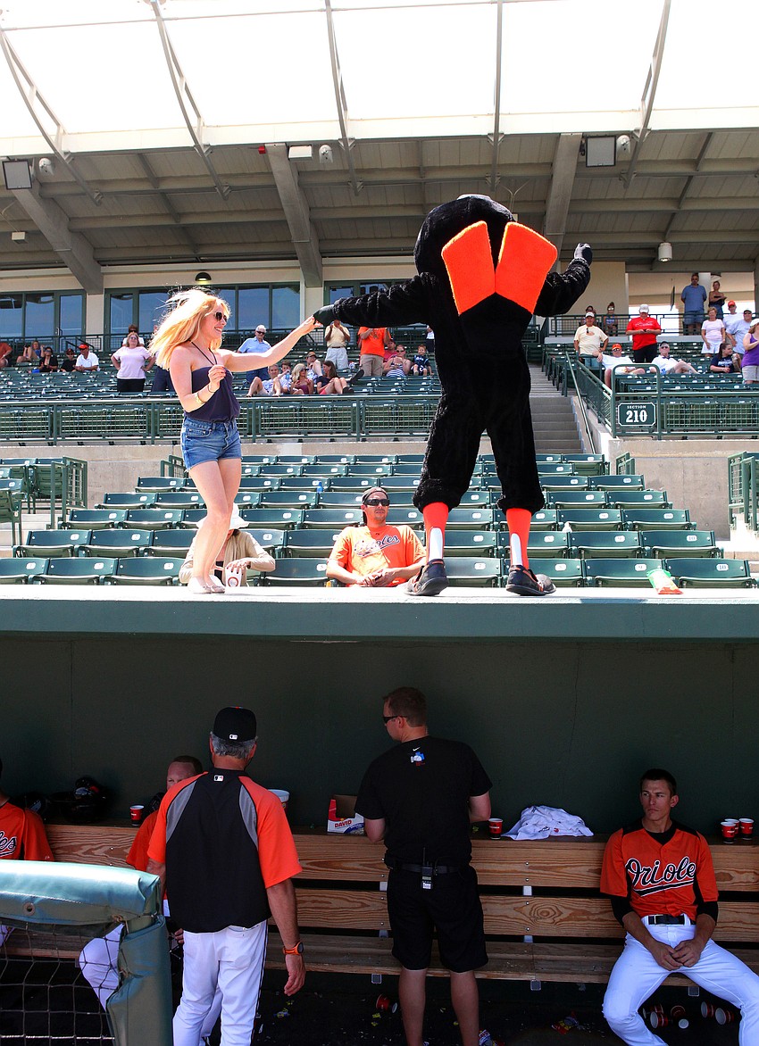 Lucy McKeon, from London, England, got the opportunity to dance with The Oriole Bird during the 7th inning stretch.