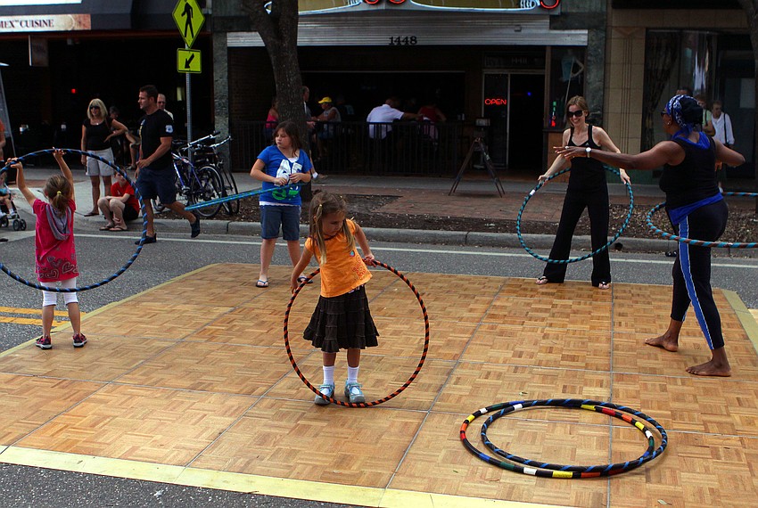 Kids and adults had fun hula hoping thanks to Outward Spiral, Saturday, April 14.