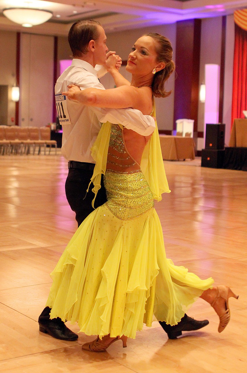 G. Sapp and Andrea Bearcroft of Empire Ballroom do a waltz together, Sunday, Jan. 15, during the Sarasota Challenge at the Hyatt Regency.