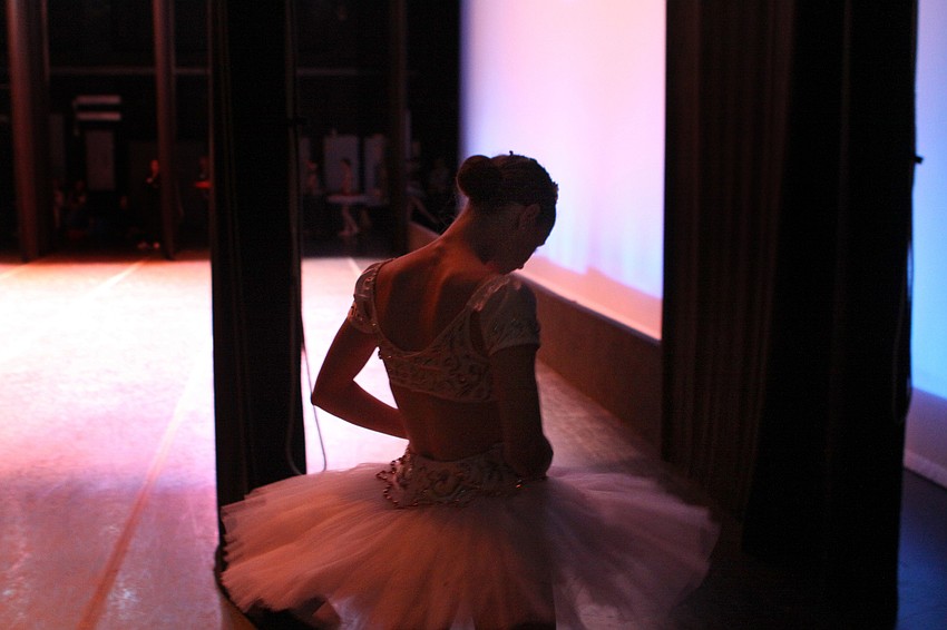 Kayleigh Likens, 15, waits backstage before her final performance at the Youth America Grand Prix, Saturday, Jan. 21, at the Straz Center in Tampa.