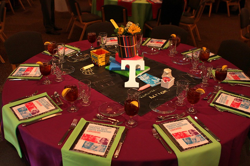 One of the tables at the Theatre Arts Youth Education Luncheon honoring Gulf Coast Community Foundation and Margot and Warren Coville, Thursday, Feb. 9, at Michael's on East.