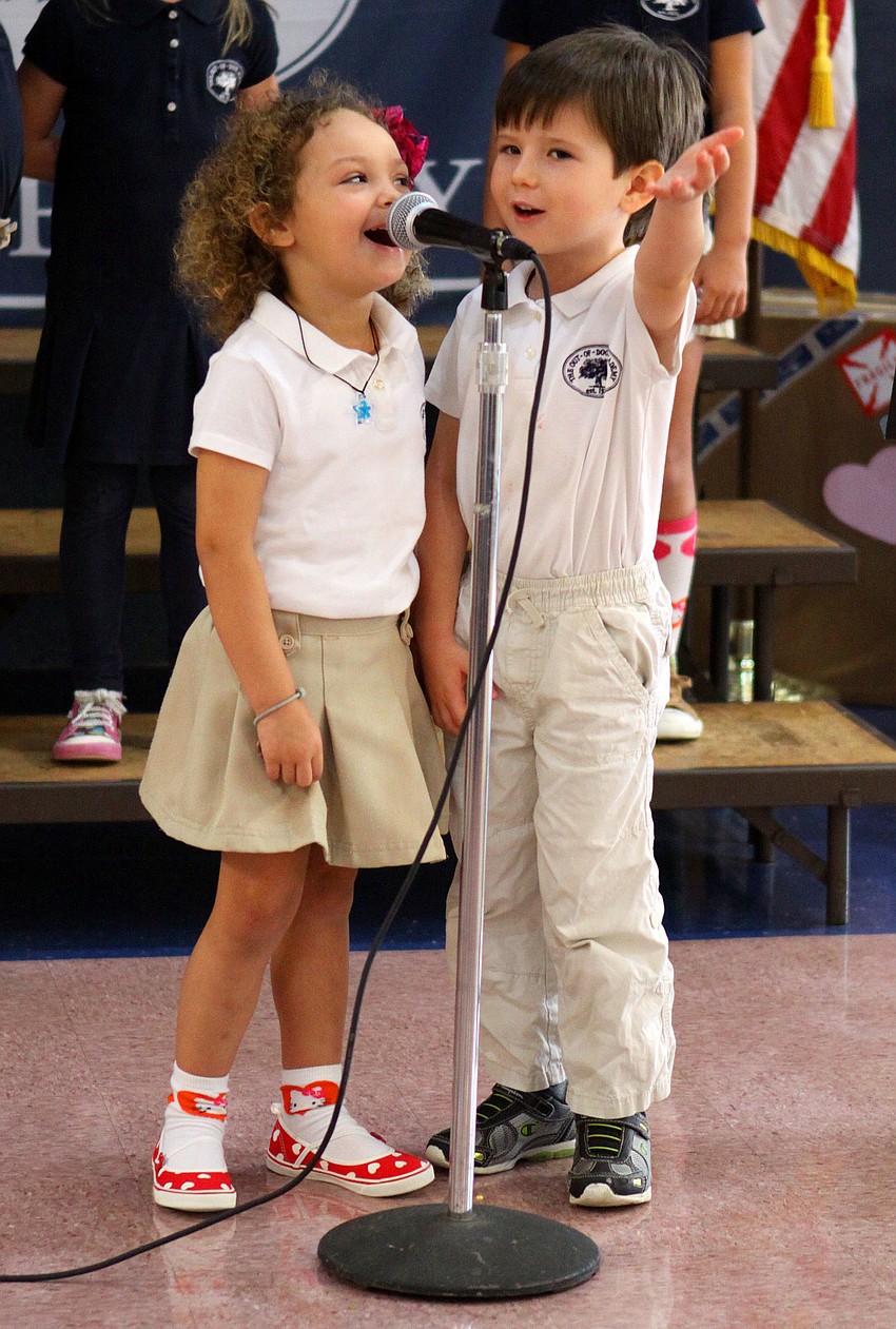 Kirin Singer and Ray Rini, Pre-K, sing German folk songs.