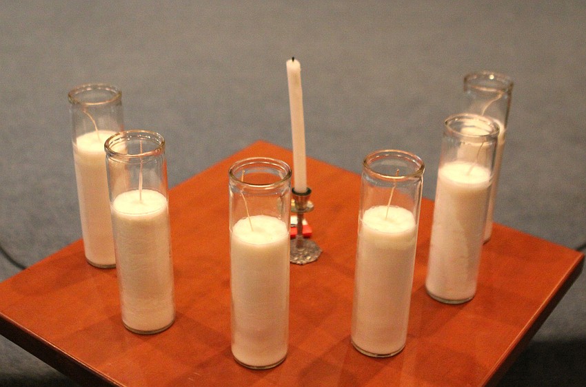 There were six yahrzeit candles placed at the front of the temple that were going to be lighted in remembrance of loved ones lost and the six million Jewish people who died during the Holocaust.