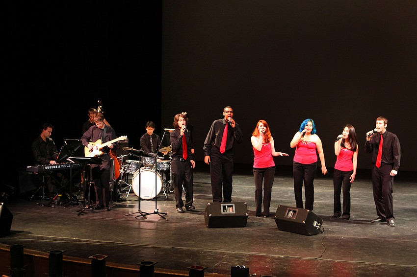 The vocal jazz ensemble performed a few numbers, Thursday, Jan. 19, during the Booker High Magnet Night for Visual Performing Arts.
