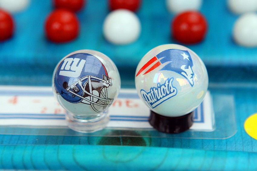 The Marble Manâ€™s special Super Bowl marbles.