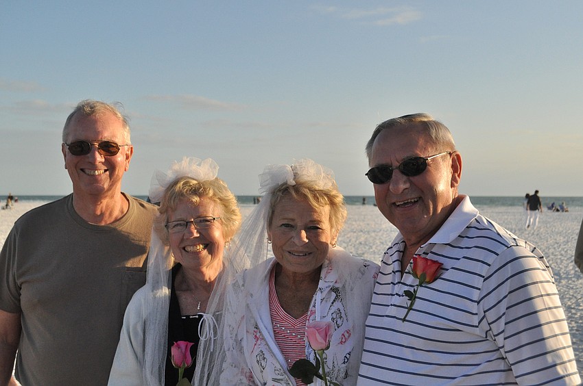Ken and Carol Meyer with Marilyn and Nick Grieshop. Carol and Marilyn are sisters, and were excited to renew their vows together.