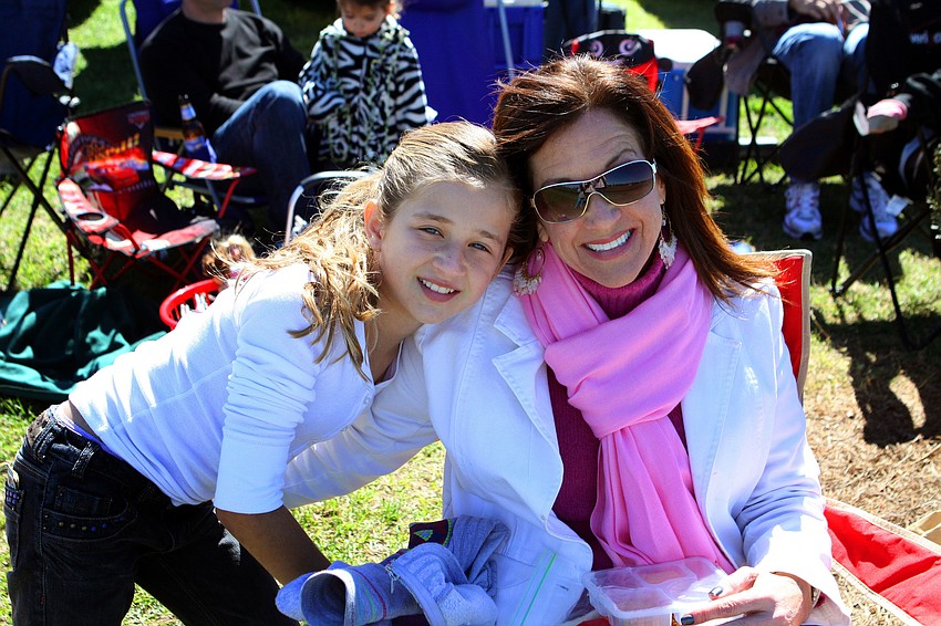 Isabella Hanenian, 9, and Michelle Brault