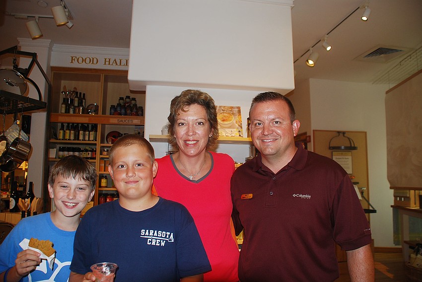 The Terres family with family friend Will (right) enjoying the freshly squeezed juice at Williams Sonoma