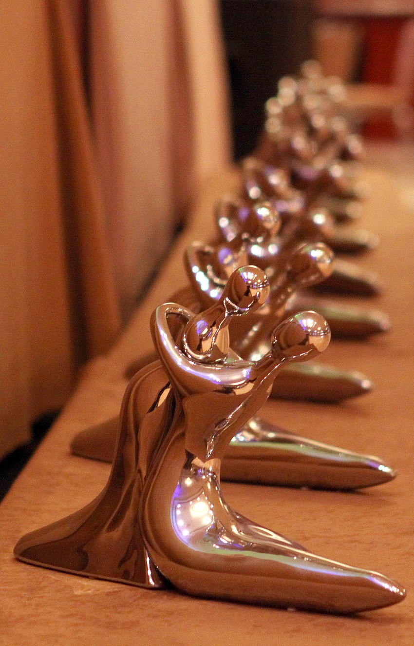 The trophies for the winning dancers.