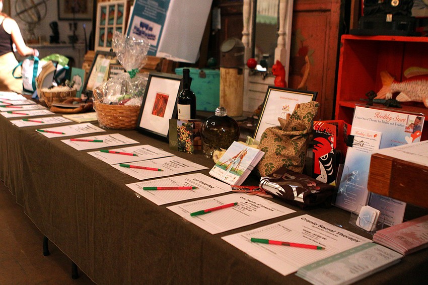 The silent auction table at the 3rd annual 