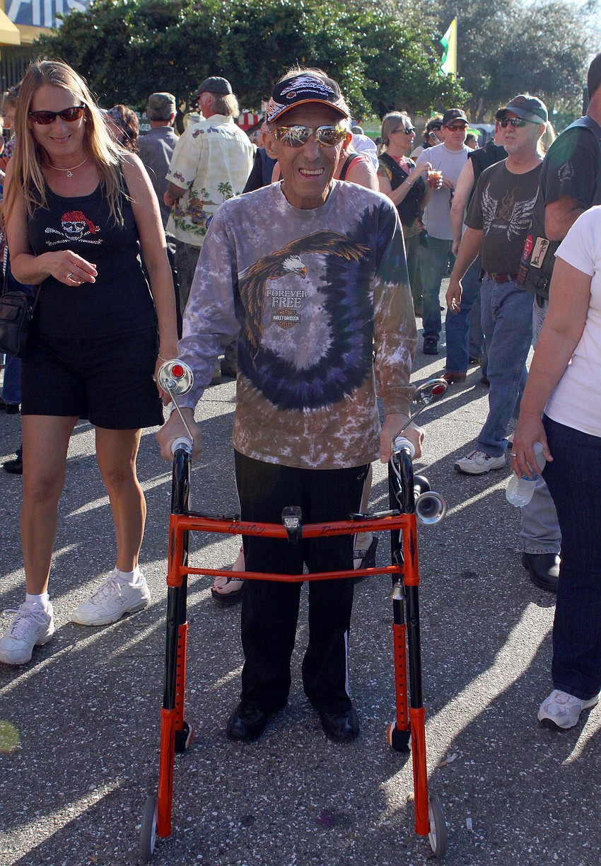Ernie Antonelli made his way around Thunder by the Bay with his Harley Davidson walker.