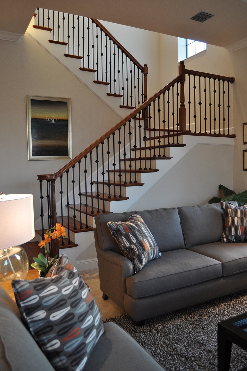 The two-story model comes fully furnished.