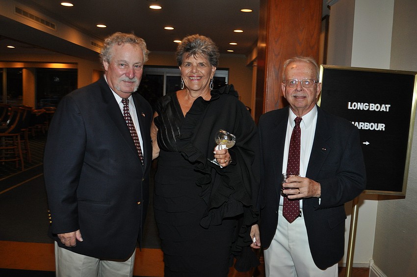 New Commodore Leonard A. Trudell with Past Commodore Maggie Edger and Deck Master Bob Geraci