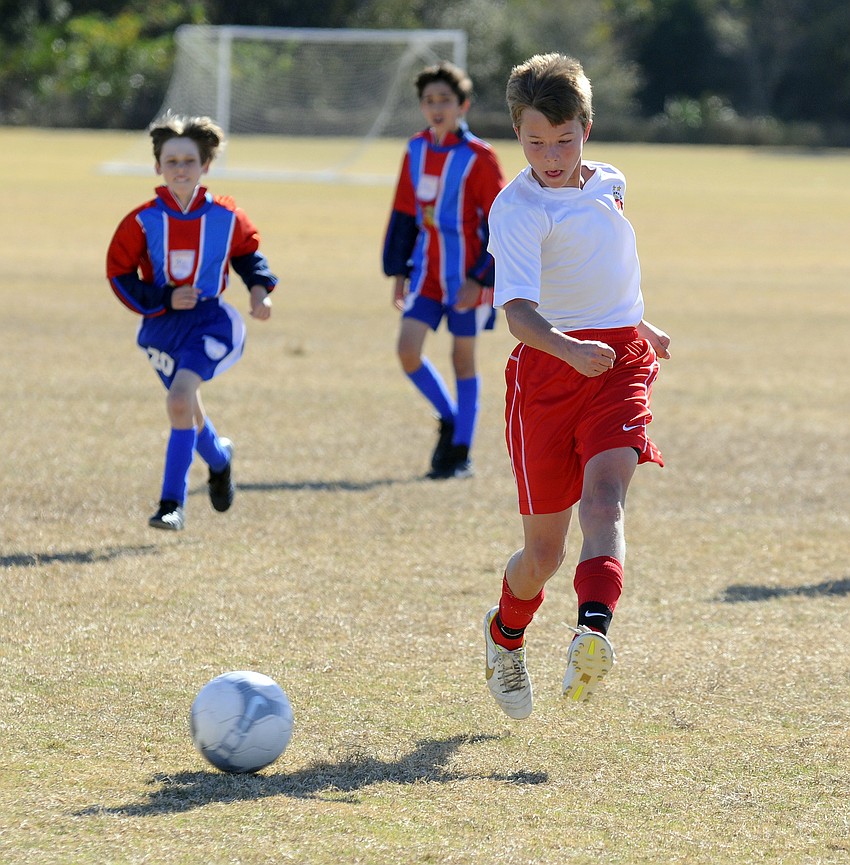 Center midfielder Aristotle Zarris, 12, plays for the Lakewood Ranch Chargers U12 team.