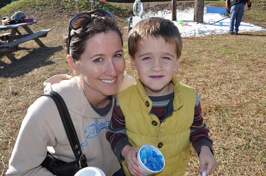 Jamie Minor came out to watch her son, Noah, sled.