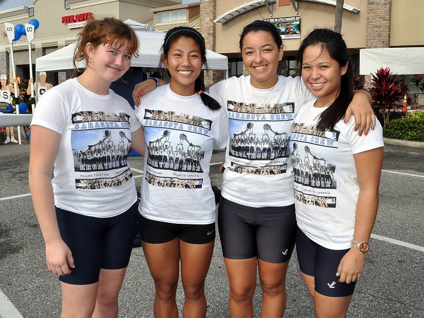 Allie Pitchford, 14, Eliza Culp, 15, Jordan Bornstein, 15, and Christina Felix, 16, planned to go hard during their time on the rowing machine.
