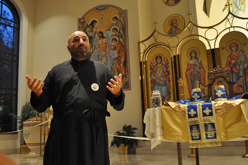 Lay Assistant Gaby Gadah told the story of St. Barbara during a tour of the church.
