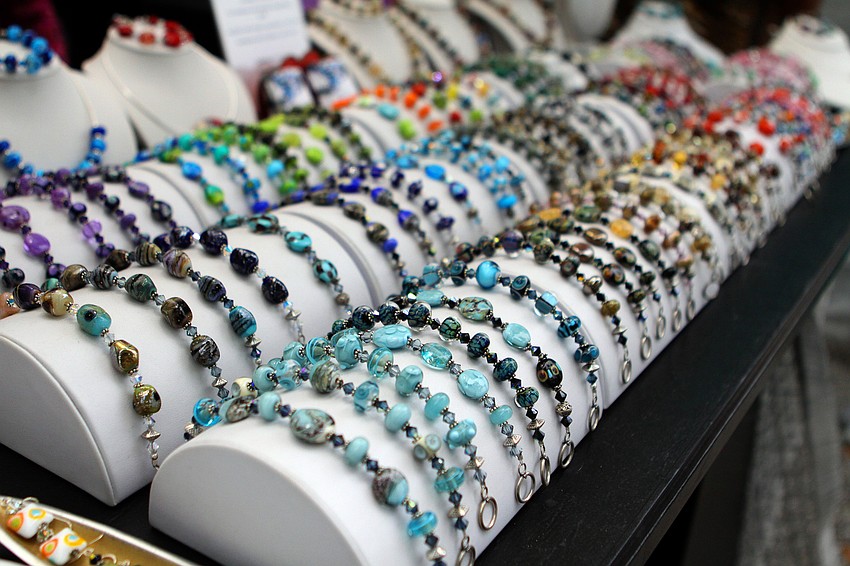 Glass bead bracelets were on display at Sherry Fennessy's tent.