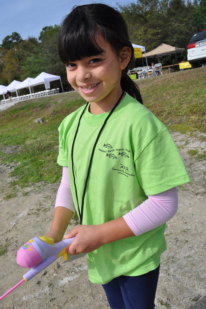 Alexia Rodriguez, 8, practiced casting.