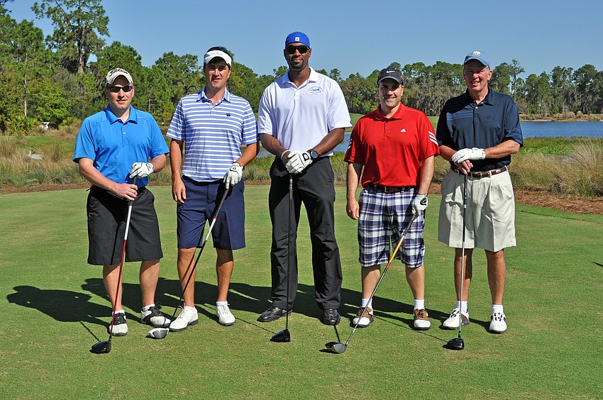 Kevin Hugill, Chris Hugill, Detroit Lions wide receiver Calvin Johnson, Gerard Pento and John Grassford enjoyed playing together.