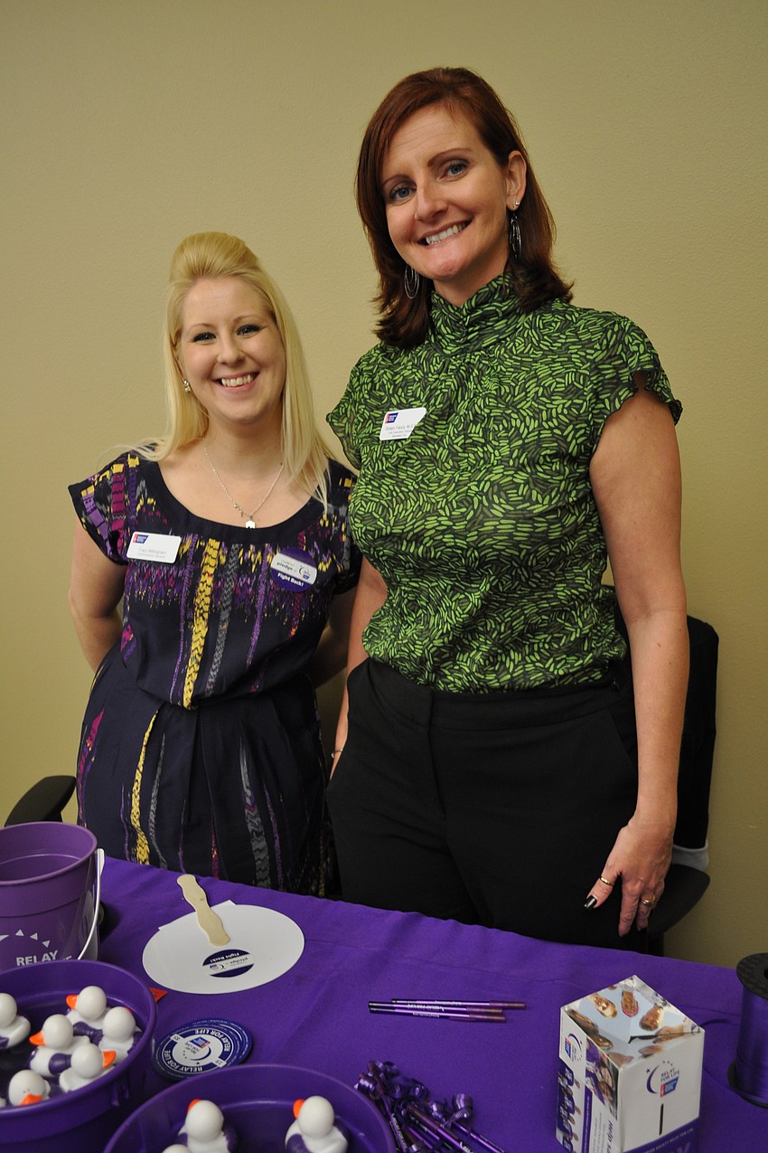 Traci Willingham and Robyn Faucy, of the American Cancer Society, told guests about upcoming Relay for Life events.