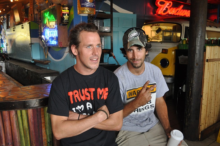 Max Bennett and Jon Berube relax before the race begins.