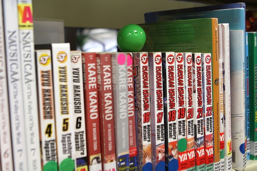 One of the many eggs put out throughout the children and young adult sections of the Gulf Gate Library, Saturday, March 31, as part of the Treasure Hunt.