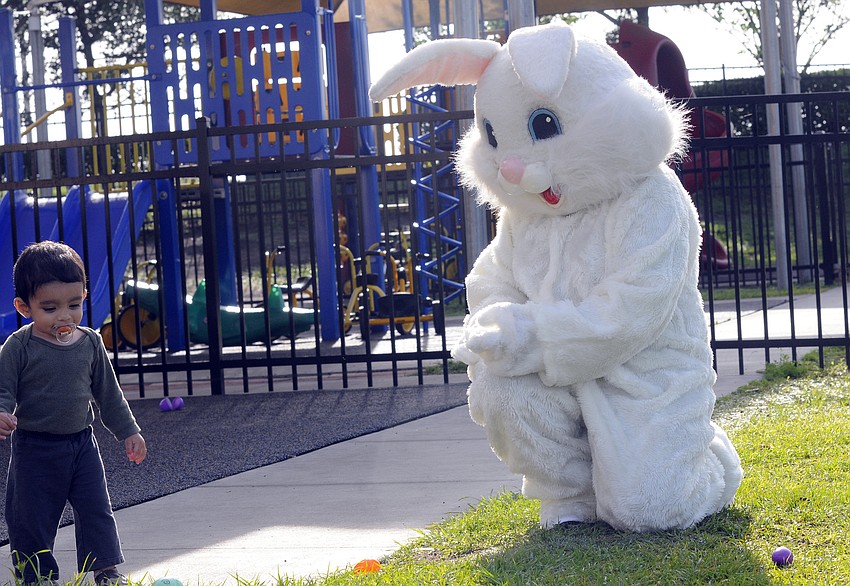 One-year-old Abdullah Khan enjoyed a special visit from the Easter Bunny.