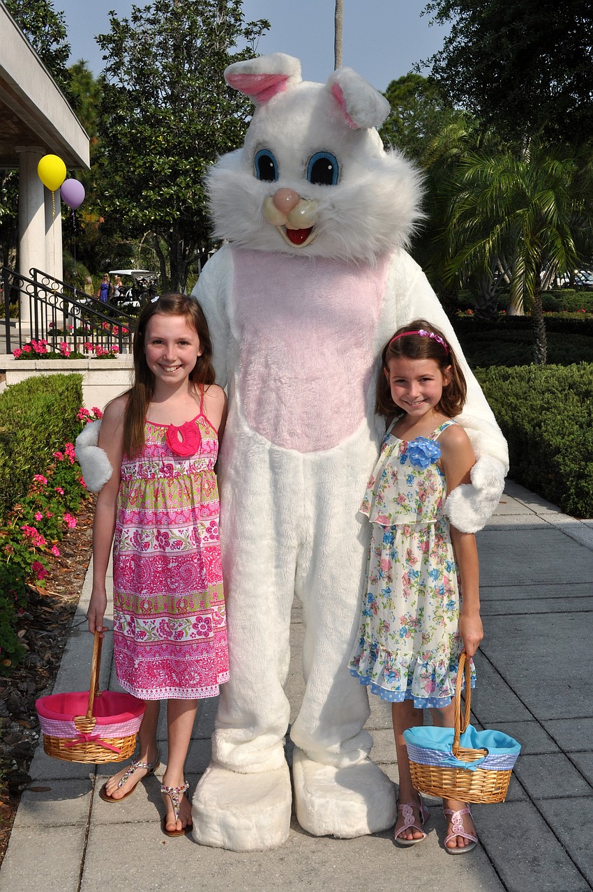 Ten-year-old Anja Meier and her sister Linnea, 9, were two of the first children to greet the Easter Bunny.