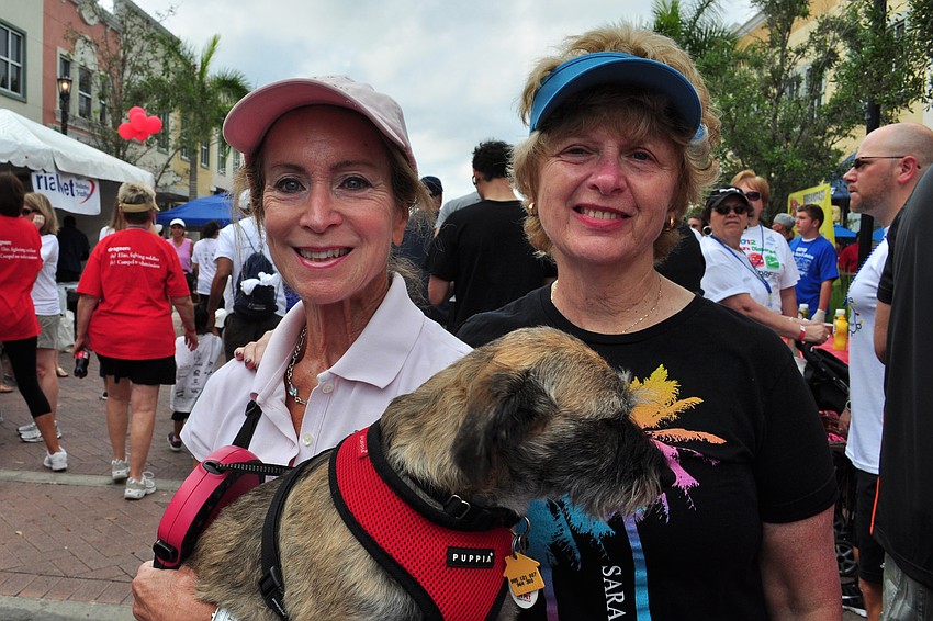 Donna Jablo and Diane Block, with Jack, were eager to start the walk.