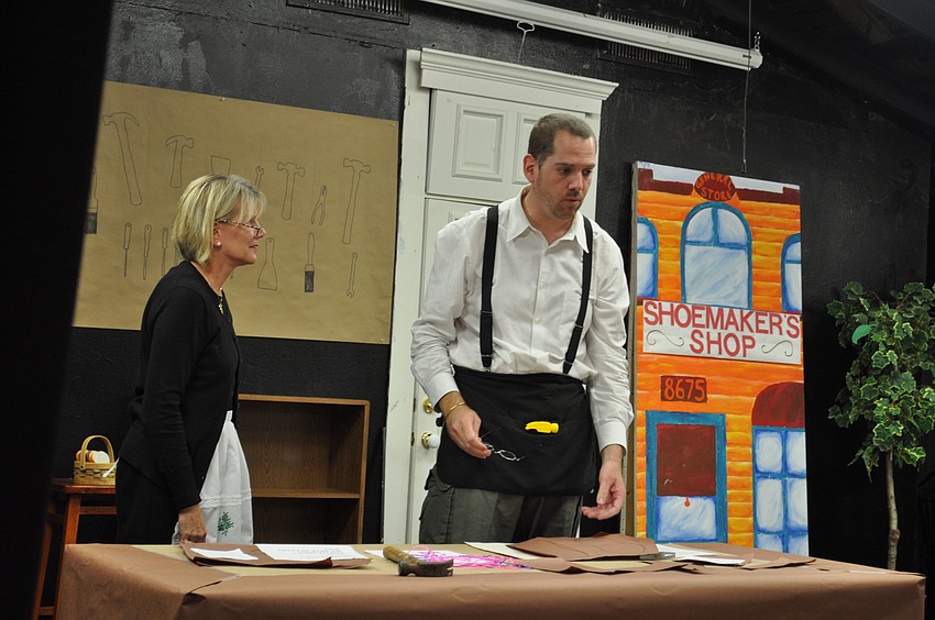 ODA teachers Grace Duffy and Sean McDonald played a shoe-making couple in the skit.