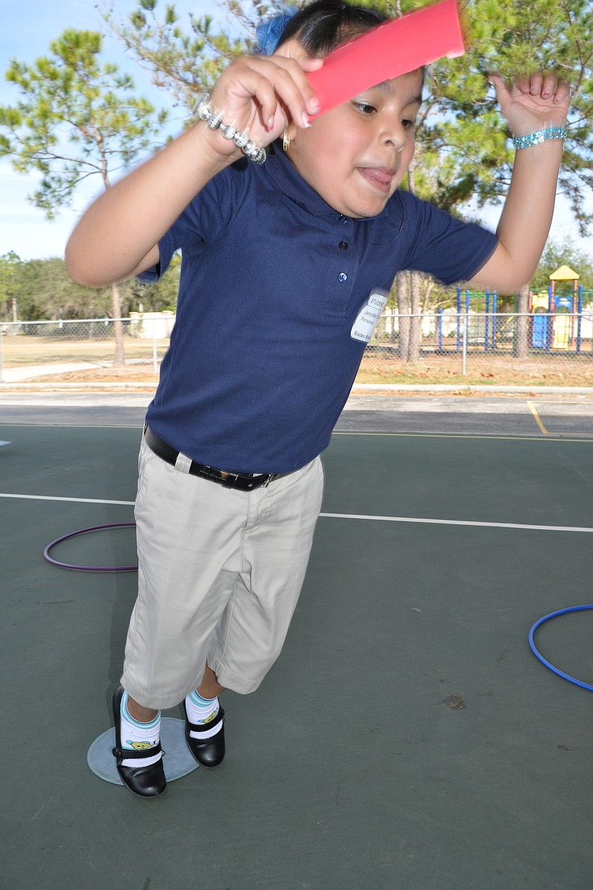 Jennifer Otero-Cruz had fun jumping and skipping during her physical education class.