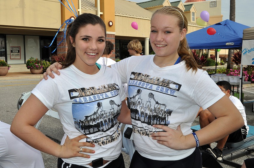 Cardinal Mooney freshman Caroline Warren and Pine View freshman Cassie Treffinger enjoyed participating in the Ergathon.